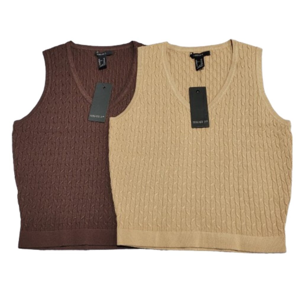 Forever 21 NWT cable knit sweater vests, size XS
